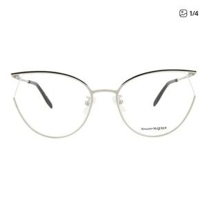 Alexander McQueen Women's Cat Eye Glasses in Silver AM0195O